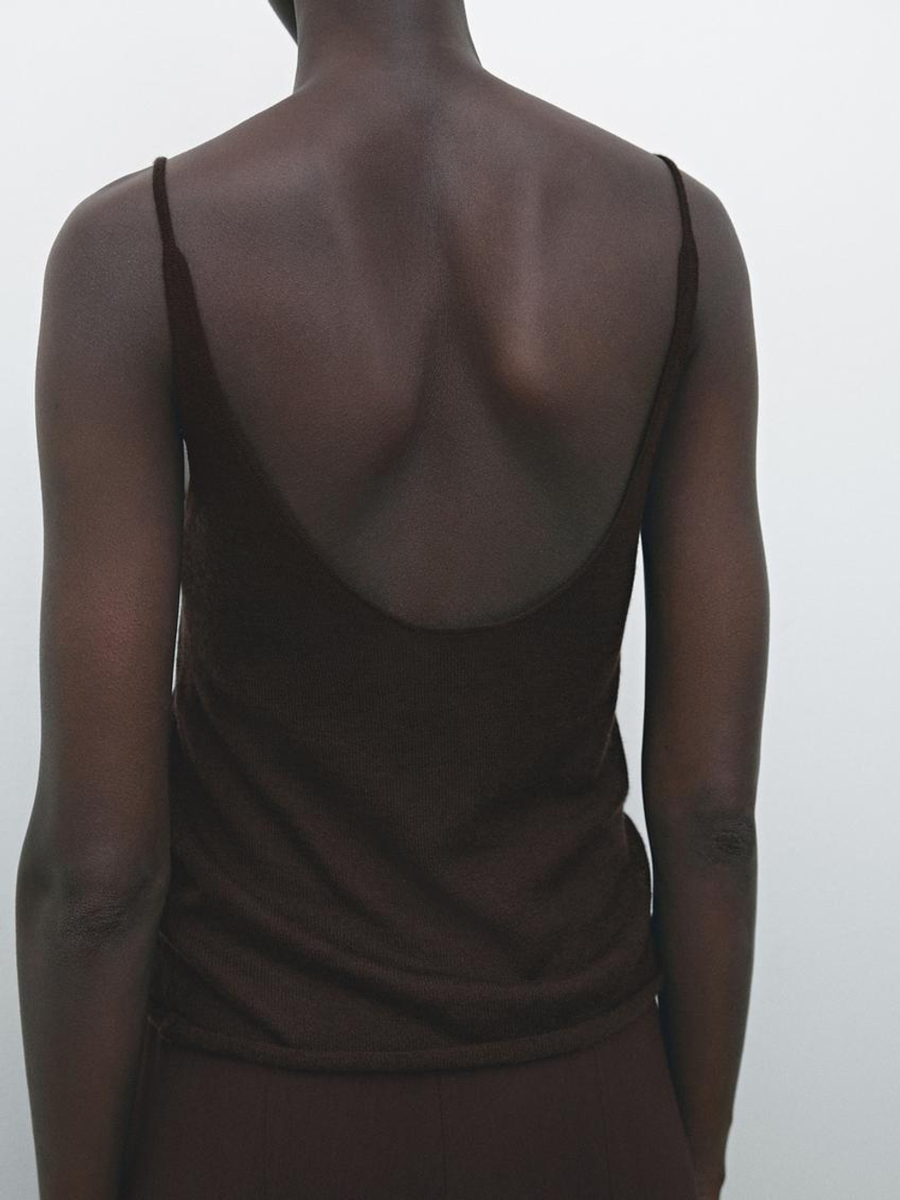 Massimo Dutti Топ на тонких бретелях - Limited Edition, коричневый