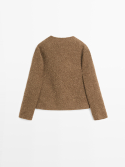 Massimo Dutti Кардиган из шерсти альпака с начесом, оливковый