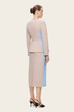 Бежевая юбка-карандаш с лампасами "Симона 2"