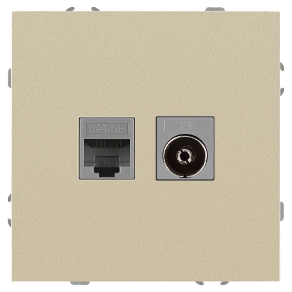 Розетка ЭРА Galaxy 15-3110-04 комбинированная RJ45+TV IP20 шампань | Эра Galaxy