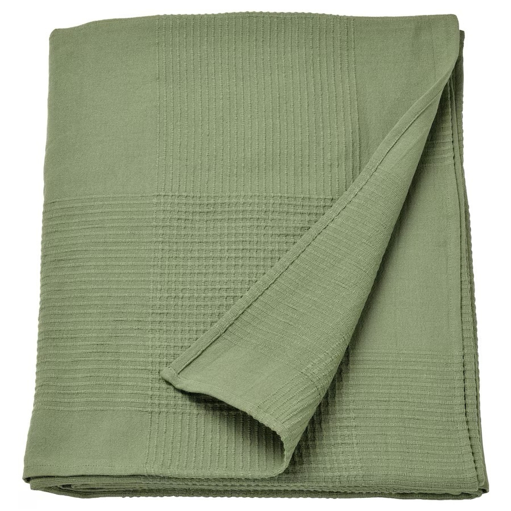 ИНДИРА INDIRA Покрывало 150x250 см, серо-зеленое
