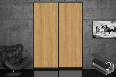 Дверь-купе 2650*600(700,800,900) мм, черный велюр, Дуб Корбридж натуральный EGGER