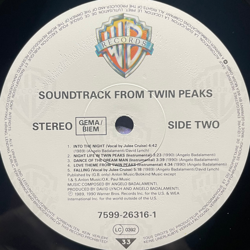 Twin Peaks - Original soundtrack (Германия 1990г.)