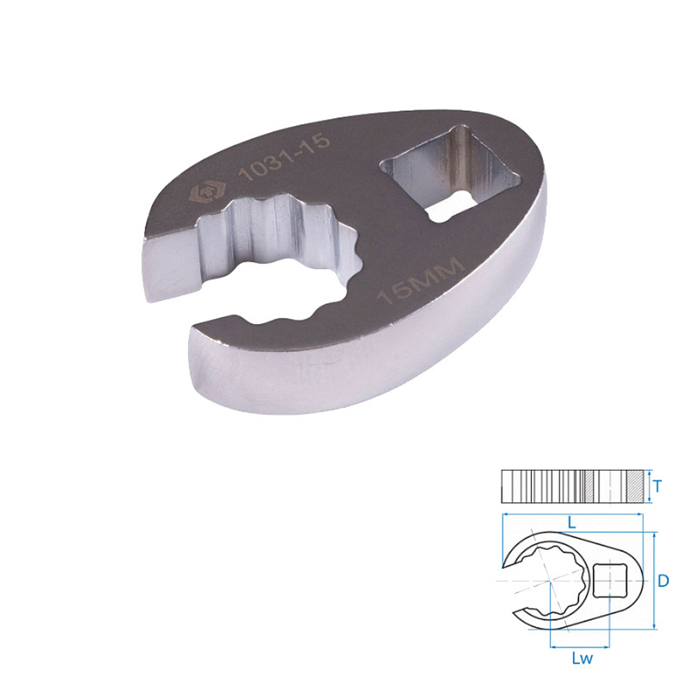 KING TONY (1031-15R) Ключ разрезной (воронья лапка) 3/8", 15 мм