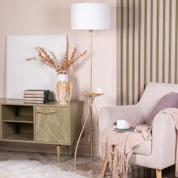 Светильник напольный торшер Нимфея с абажуром Винтаж-2 Белый