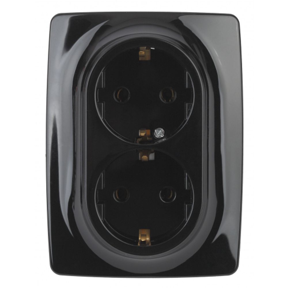 12-2106-06 ЭРА Розетка 2X2P+E Schuko, 16A-250В, IP20, Эра12, чёрный