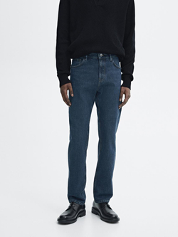Massimo Dutti Джинсы облегающего кроя с эффектом потертости, индиго