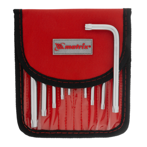 MATRIX Набор ключей имбусовых Torx -Torx Tamper 9шт T10-T50 CrV коротких с сатиновым покрытием чехол