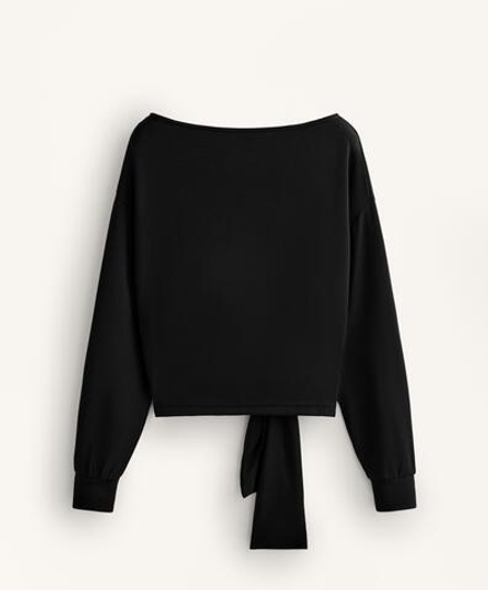 Oysho Мягкая толстовка с узлом, черный