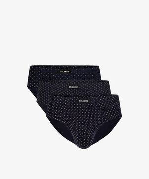 Мужские трусы (3шт) слипы классика Atlantic 3MP-101/04 , темно-синие + темно-синие + темно-синие