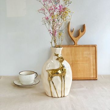 Ваза керамика "Золотой олень", 4×14,5×23 см