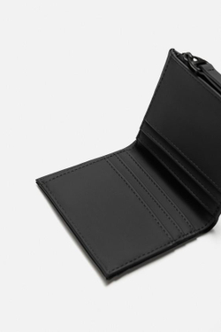 ZARA ПРОРЕЗИНЕННЫЙ КОШЕЛЕК С ОТДЕЛОМ ДЛЯ МОНЕТ, ЧЕРНЫЙ