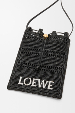 Loewe Сумка-мешок Patch Crochet на шнурке из телячьей кожи и рафии, черный