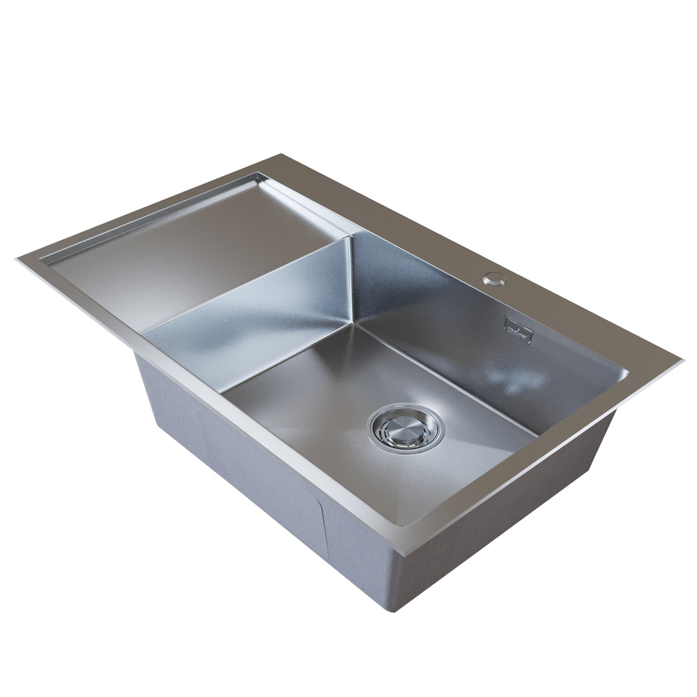 Мойка настол.монтаж 78х50 (3,0) прав. вып 3 1/2  MIXLINE PRO с ФАСКОЙ 20см с сифоном (сатин)