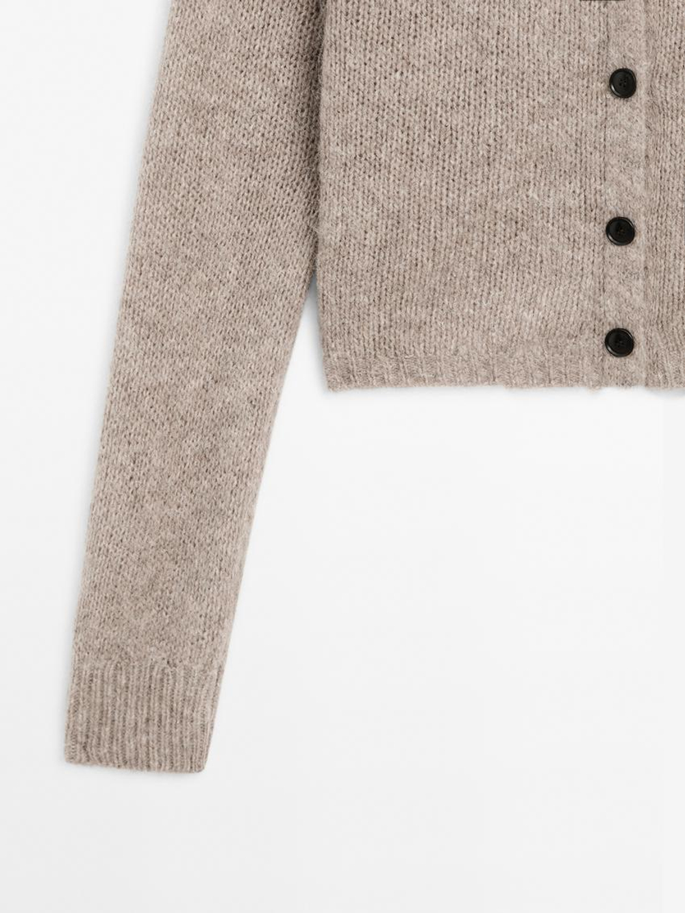 Massimo Dutti Кардиган из меланжевого трикотажа, бежевый