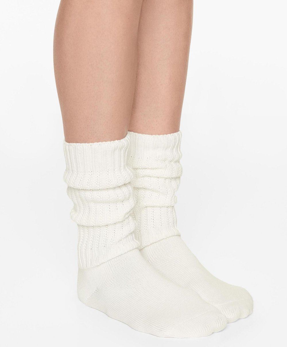 Oysho Хлопковые высокие носки, белый