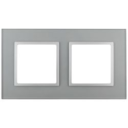 14-5102-03 ЭРА Рамка на 2 поста, стекло, Эра Elegance, алюминий+алюм