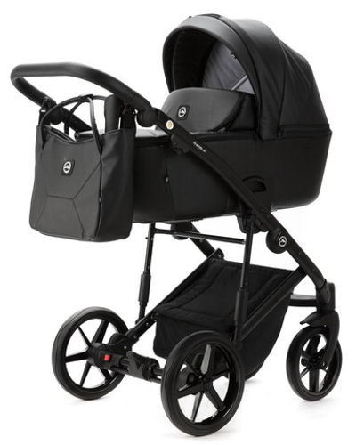 Детская коляска Adamex Mobi Deluxe New 2 в 1 MN-SA02 ЧЕРНАЯ КОЖА