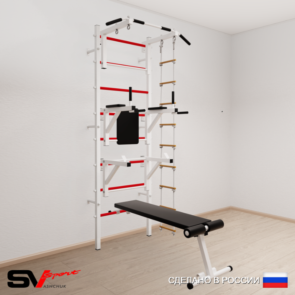 Шведская стенка Sv Sport усиленная 692 (Турник стандарт/Брусья/Стойка/Скамья/Лестница)