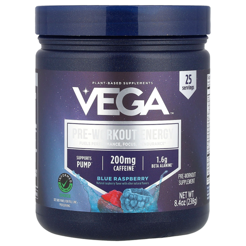 Vega, Pre-Workout Energy, голубая малина, 238 г (8,4 унции)