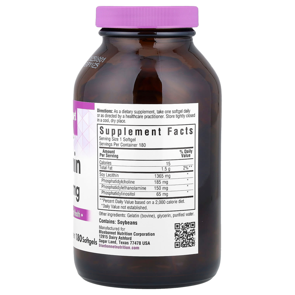 Bluebonnet Nutrition, натуральный лецитин, 1365 мг, 180 мягких желатиновых капсул