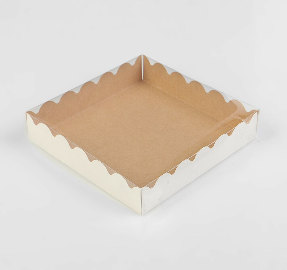 Коробочка для печенья 15х15х3 см крафт