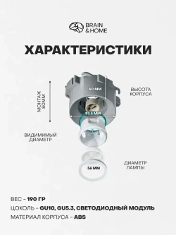 Светильник потолочный встраиваемый BH10 GAP, GU10, 9 Вт