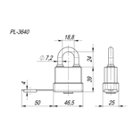 Замок навесной PL-WEATHER-3640 3key (PL-3640) англ. /блистер