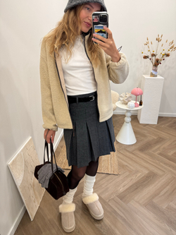 Шерстяная юбка в складку серый