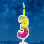 Свеча Цифра, 3 Цветное пламя, 12 см, 1 шт.