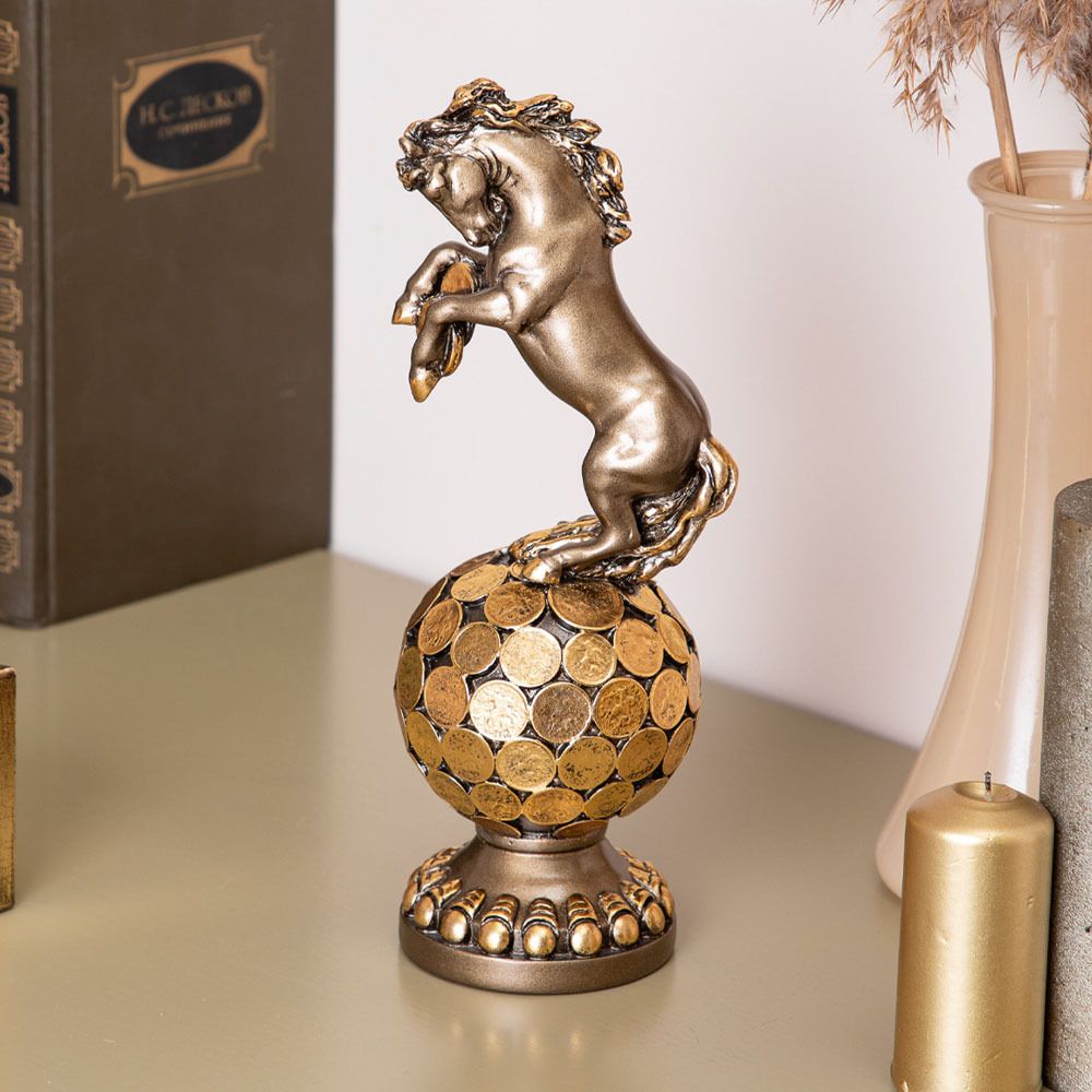 Скульптура Конь на шаре Бронза