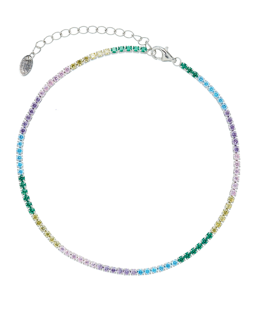 Браслет на ногу, полоса цветных цирконов