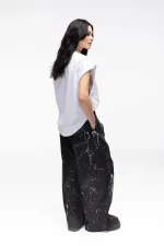 Брюки Kraizy Stripes с замками из джинсы черные