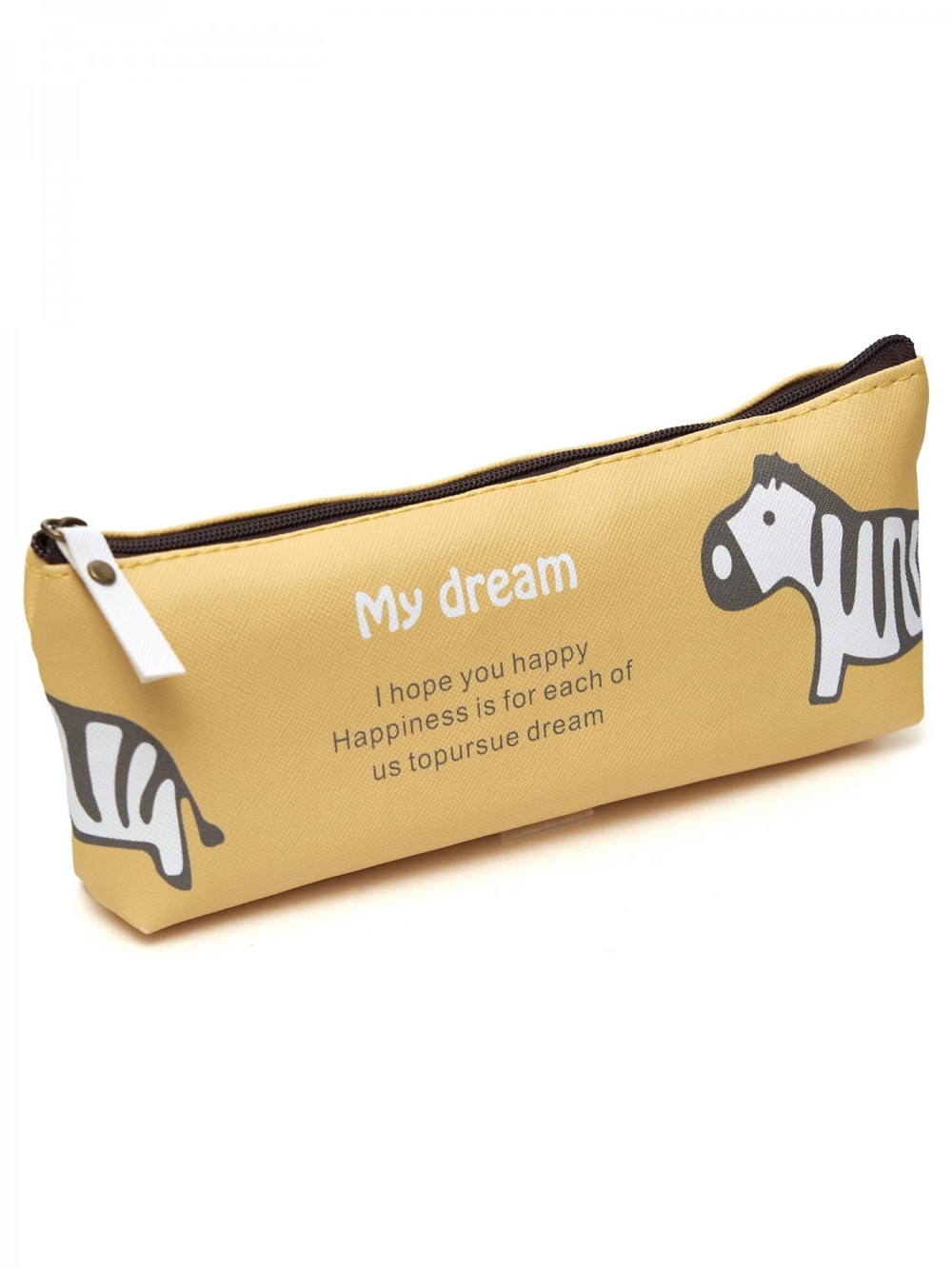 Пенал - косметичка Alingar, ПВХ, молния, 200х90 мм, "My dream", желтый (зебра, надпись)