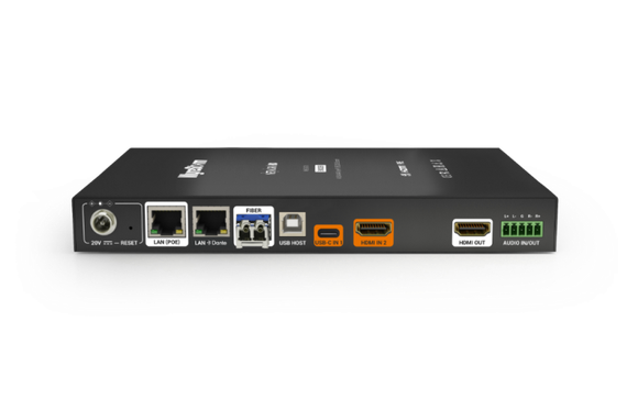 Wyrestorm NHD-510-TX - передатчик in: USB-C(60W)/HDMI, HDMI Loop, 4K60 UHD (60 Гц 4:4:4), AVoIP (1 Гбит/с), поддержка SFP, ARC, USB 2.0, Dante, Audio De-embed. Управление: IR и RS232. PoE.