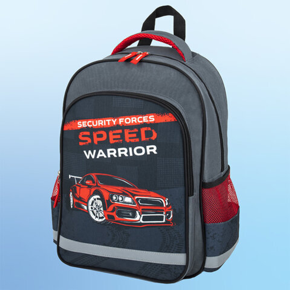 Рюкзак ПИФАГОР SCHOOL для начальной школы, "Speed warrior", 38x28х14 см, 270657 И