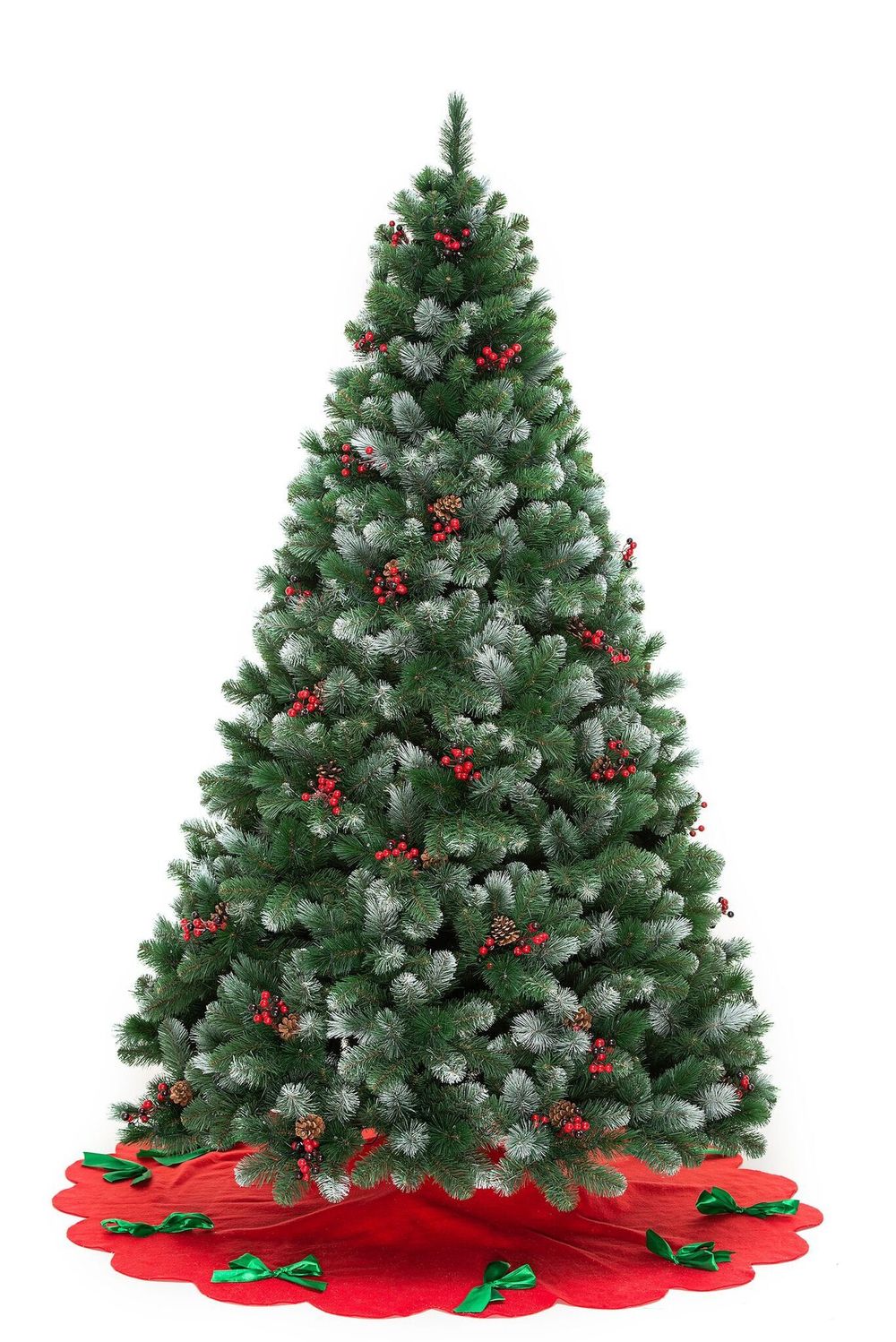 Заснеженная елка с шишками и ягодами «Очарование» (Леска+пвх) 3 м