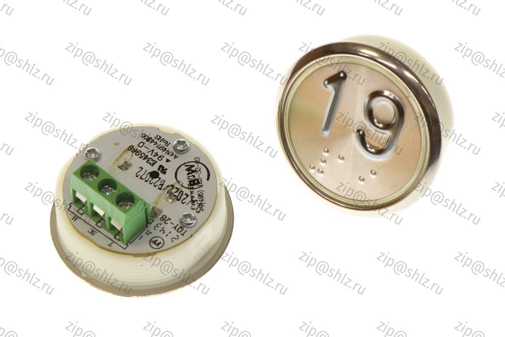 Кнопка (кнопочный модуль) BBP-R331-CMPLT-D-W &quot;19 этаж&quot;, круглая, динамическая белая подсветка, Брайль.