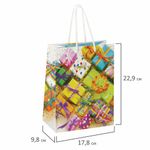 Пакет подарочный 17,8x9,8x22,9 см, ЗОЛОТАЯ СКАЗКА "Яркие подарки", ламинированный, 606591