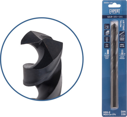 Сверло по металлу ц/х 12.0х101х151 мм HSS-Co Black EXPERT STARTUL