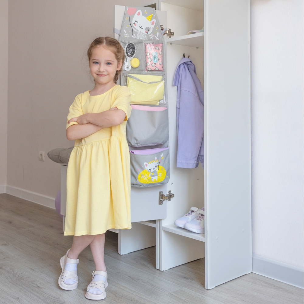 Кармашки для детского сада на резинке. Котик