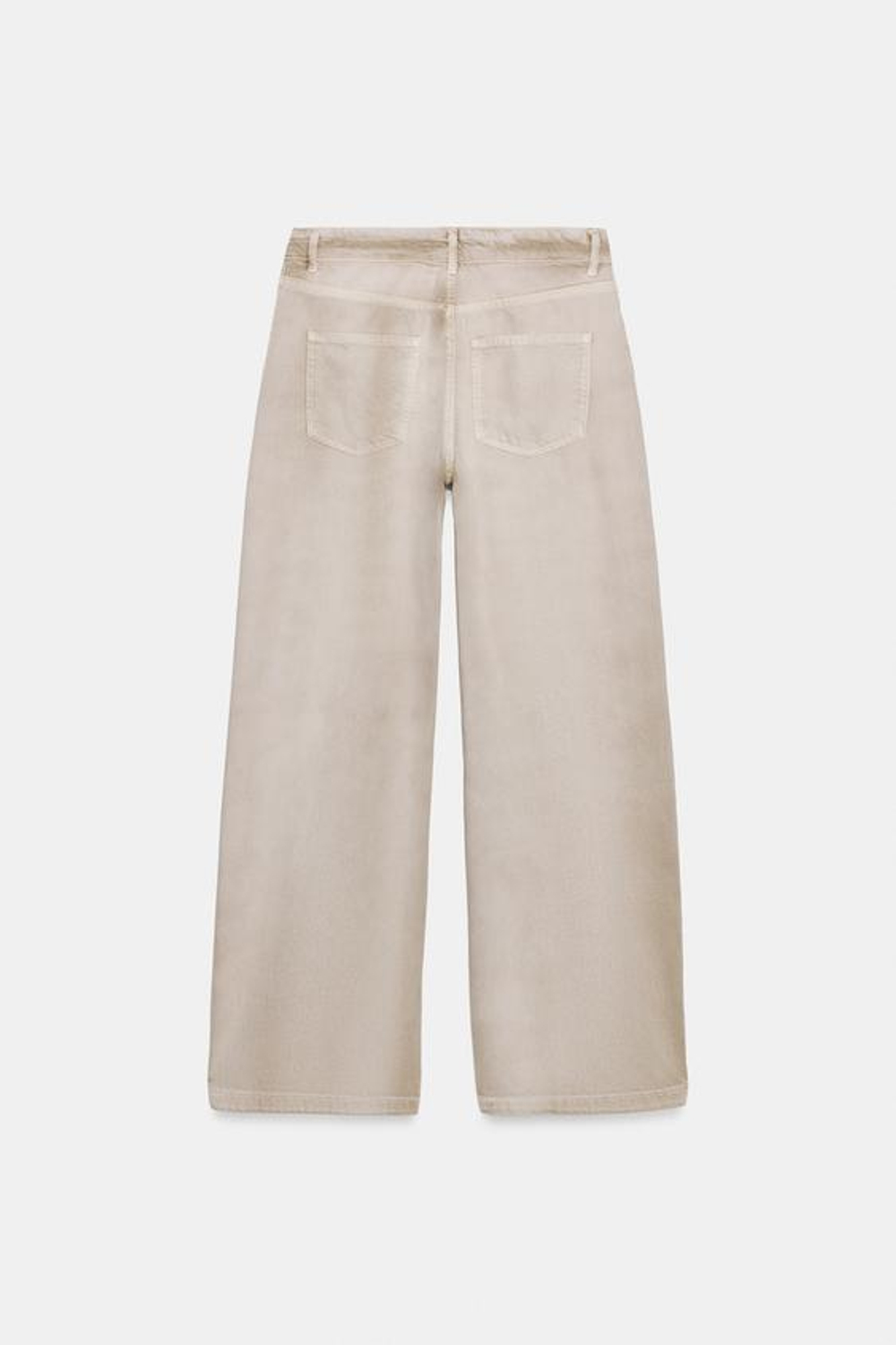 ZARA ДЖИНСЫ ZW COLLECTION С ЭФФЕКТОМ ПОТЕРТОСТИ И ВЫСОКОЙ ПОСАДКОЙ, ПЕСОЧНЫЙ