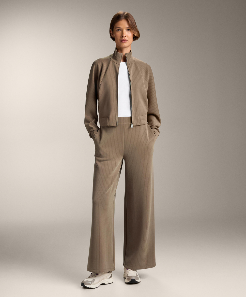 OYSHO Брюки прямого кроя с полосками из модала, мокко