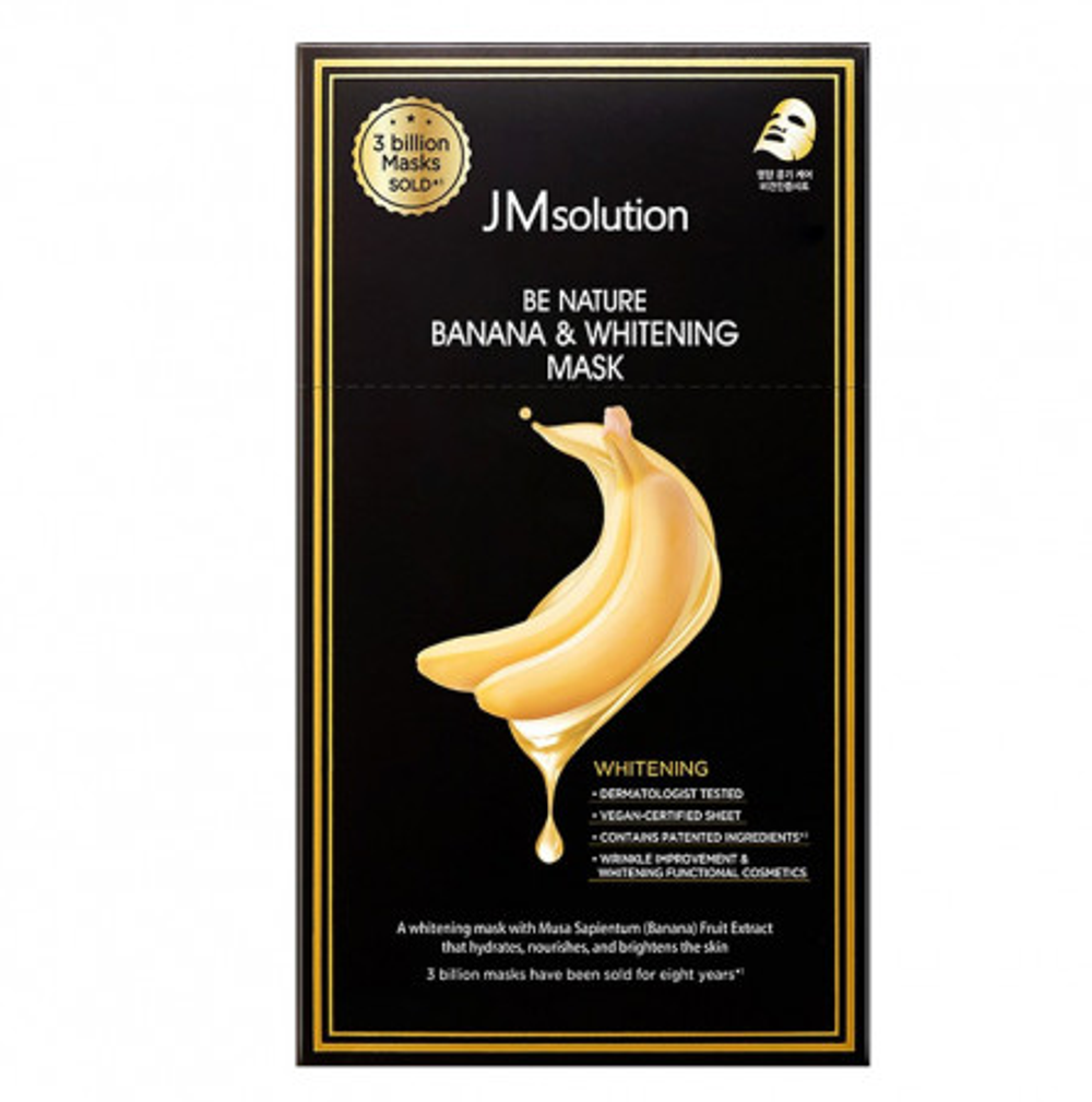Маска тканевая осветляющая с бананом JMsolution Be Nature Banana & Whitening Mask, 24мл