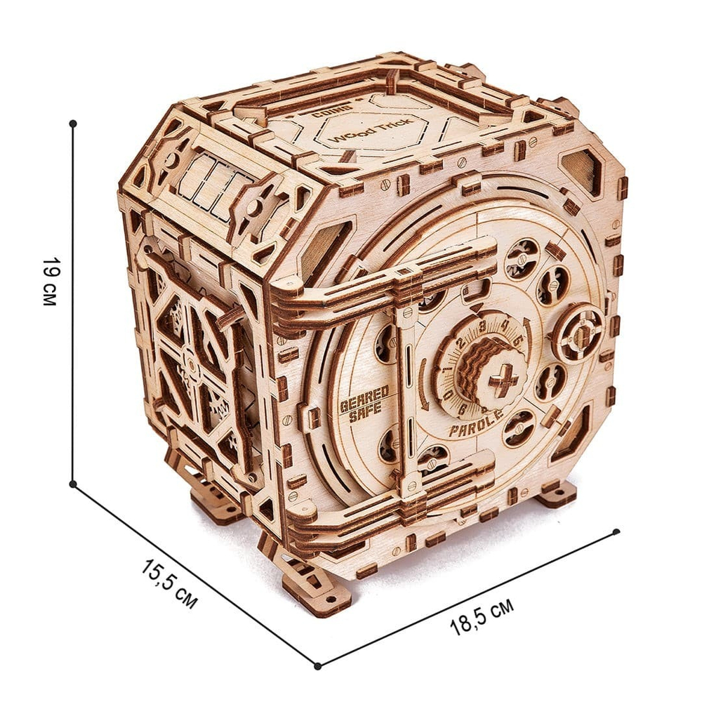 Механический сейф с кодовым замком от Wood Trick - деревянный конструктор, 3D пазл, Сборная модель