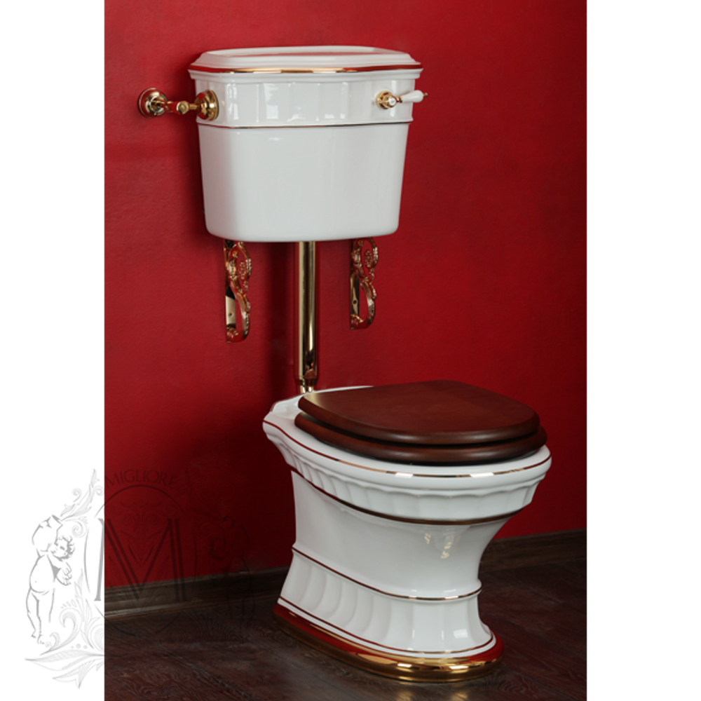 Унитаз напольный Migliore Gianeta ML.GNT-25.811.D1  с низким бачком, фронтальная ручка смыва, средняя труба, с декором