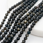 Обсидиан "Золотой" граненый бусины, диаметр около 3,8 мм, цена за отрезок 19 см (1/2 нити)