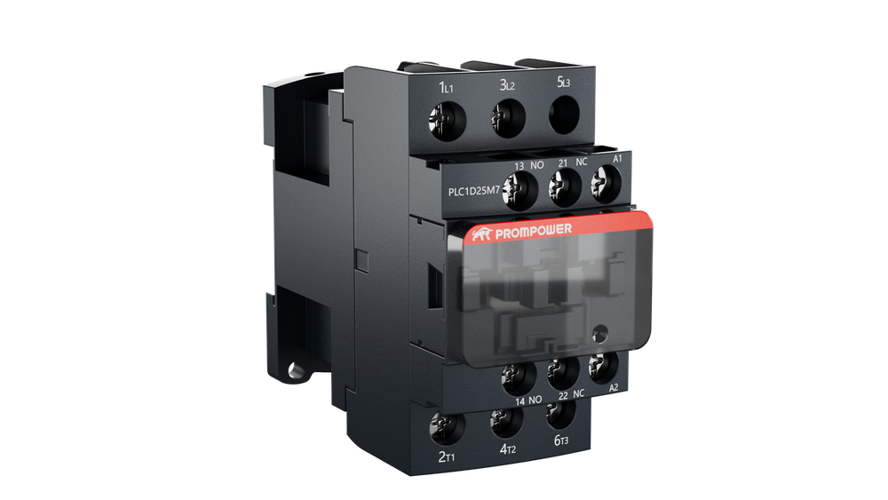 Контактор Prompower PLC1D25M7 серии Pulse, ток 25А, 3 полюса, доп контакт 1НО+1НЗ, катушка 230AC
