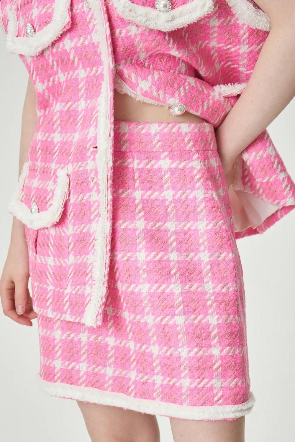 Жилет Джеки розовый в клетку