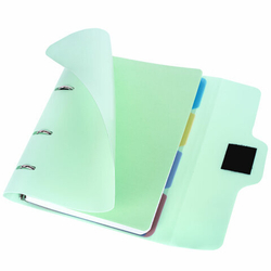 Тетрадь на кольцах А5 175х220мм, 120л, пластик, на липучке с разделителями, BRAUBERG, Мятный,404638